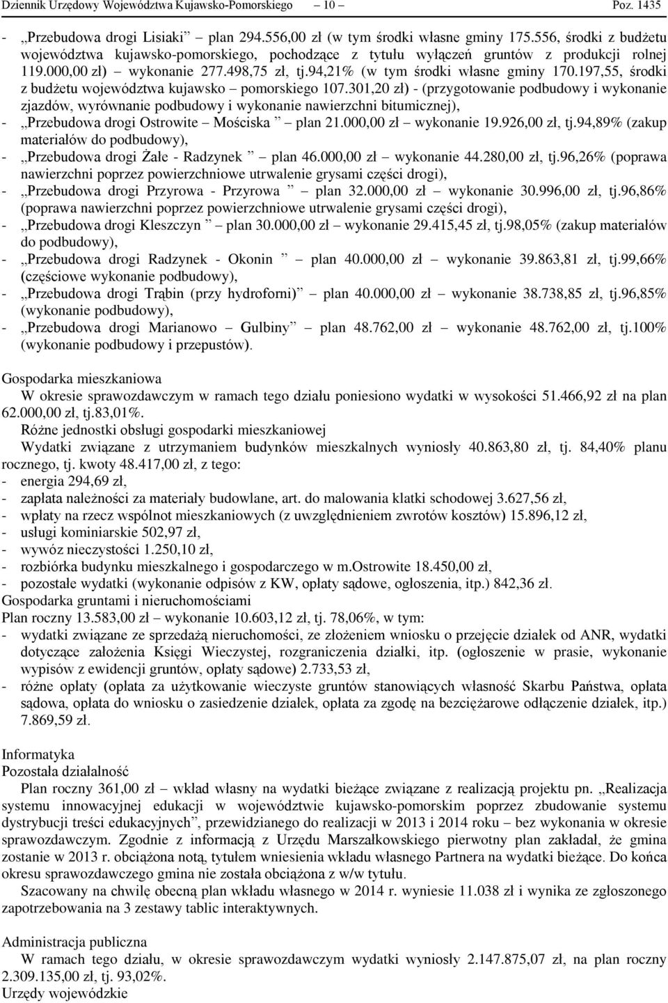 197,55, środki z budżetu województwa kujawsko pomorskiego 107.