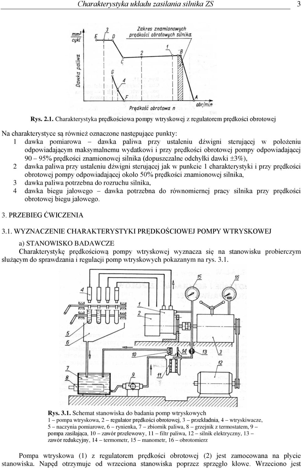 sterującej w położeniu odpowiadającym maksymalnemu wydatkowi i przy prędkości obrotowej pompy odpowiadającej 90 95% prędkości znamionowej silnika (dopuszczalne odchyłki dawki 3%), 2 dawka paliwa przy