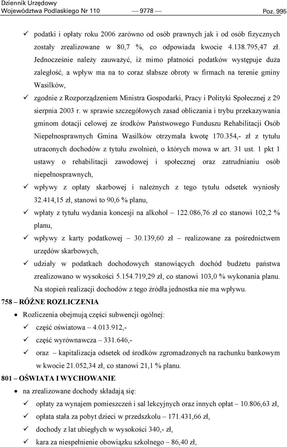 Gospodarki, Pracy i Polityki Społecznej z 29 sierpnia 2003 r.