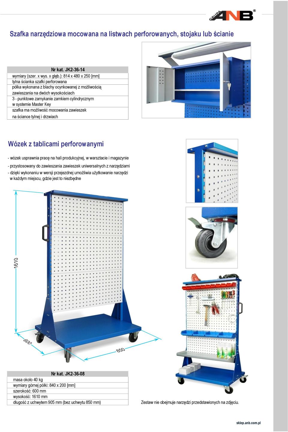 Master Key szafka ma możliwość mocowania zawieszek na ściance tylnej i drzwiach Wózek z tablicami perforowanymi - wózek usprawnia pracę na hali produkcyjnej, w warsztacie i magazynie - przystosowany