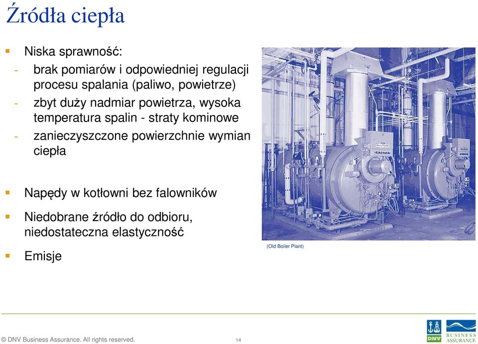 zanieczyszczone powierzchnie wymian ciepła Napędy w kotłowni bez falowników Niedobraneźródło do