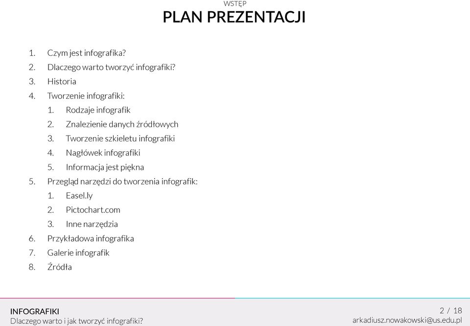 Tworzenie szkieletu infografiki 4. Nagłówek infografiki 5. Informacja jest piękna 5.