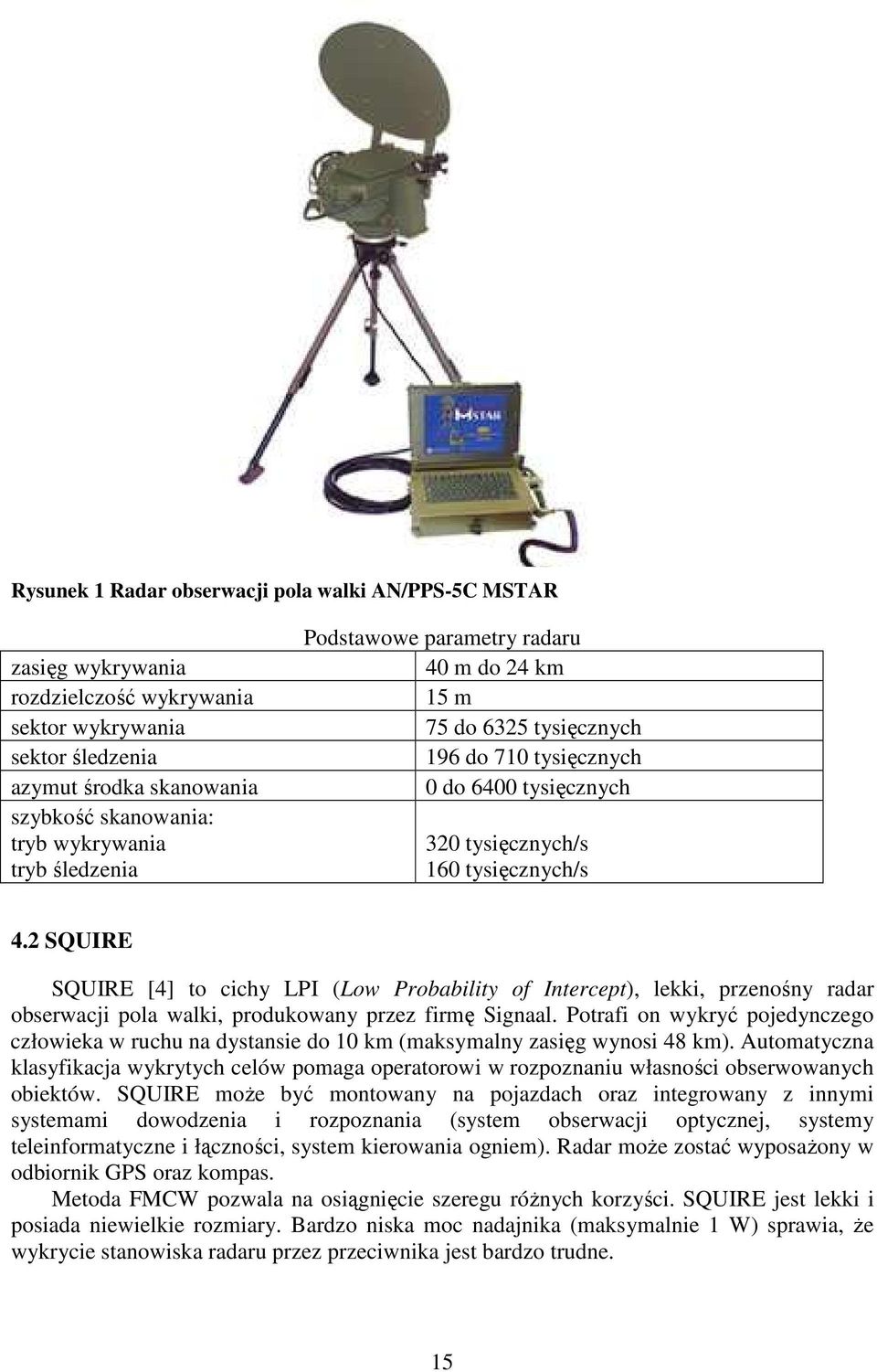 2 SQUIRE SQUIRE [4] to cichy LPI (Low Probability of Intercept), lekki, przenośny radar obserwacji pola walki, produkowany przez firmę Signaal.