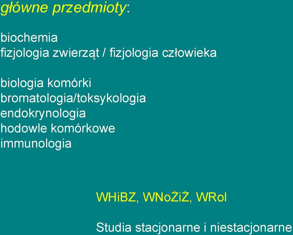 bromatologia/toksykologia endokrynologia hodowle