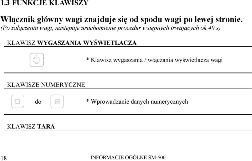 40 s) KLAWISZ WYGASZANIA WYŚWIETLACZA * Klawisz wygaszania / włączania wyświetlacza