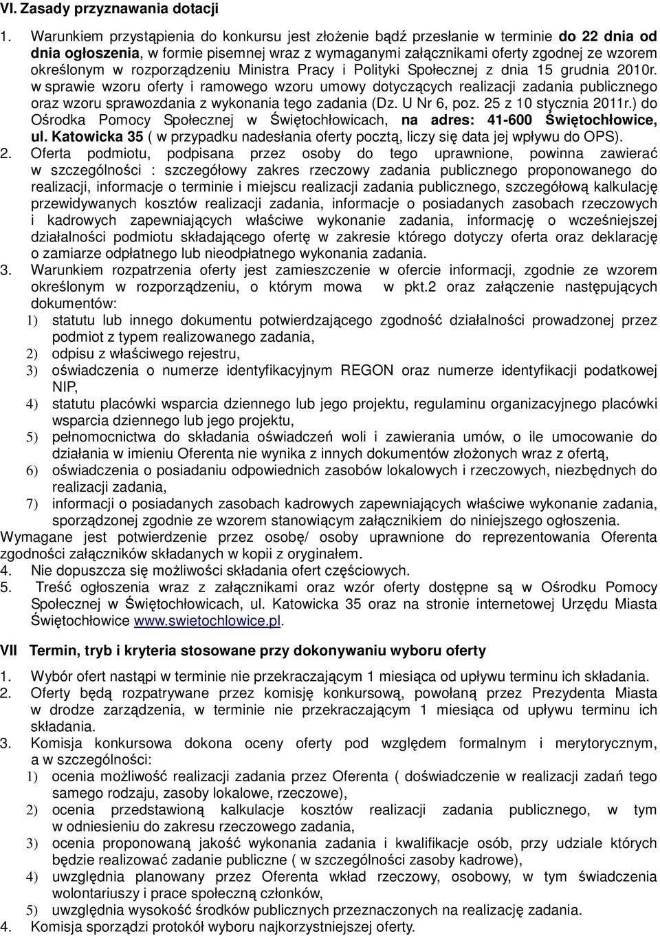 rozporządzeniu Ministra Pracy i Polityki Społecznej z dnia 15 grudnia 2010r.