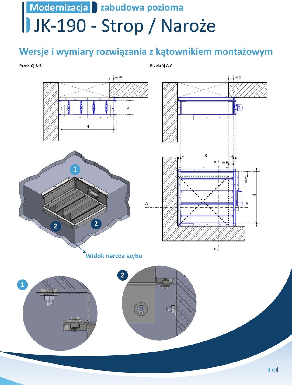 rozwiązania z kątownikiem montażowym