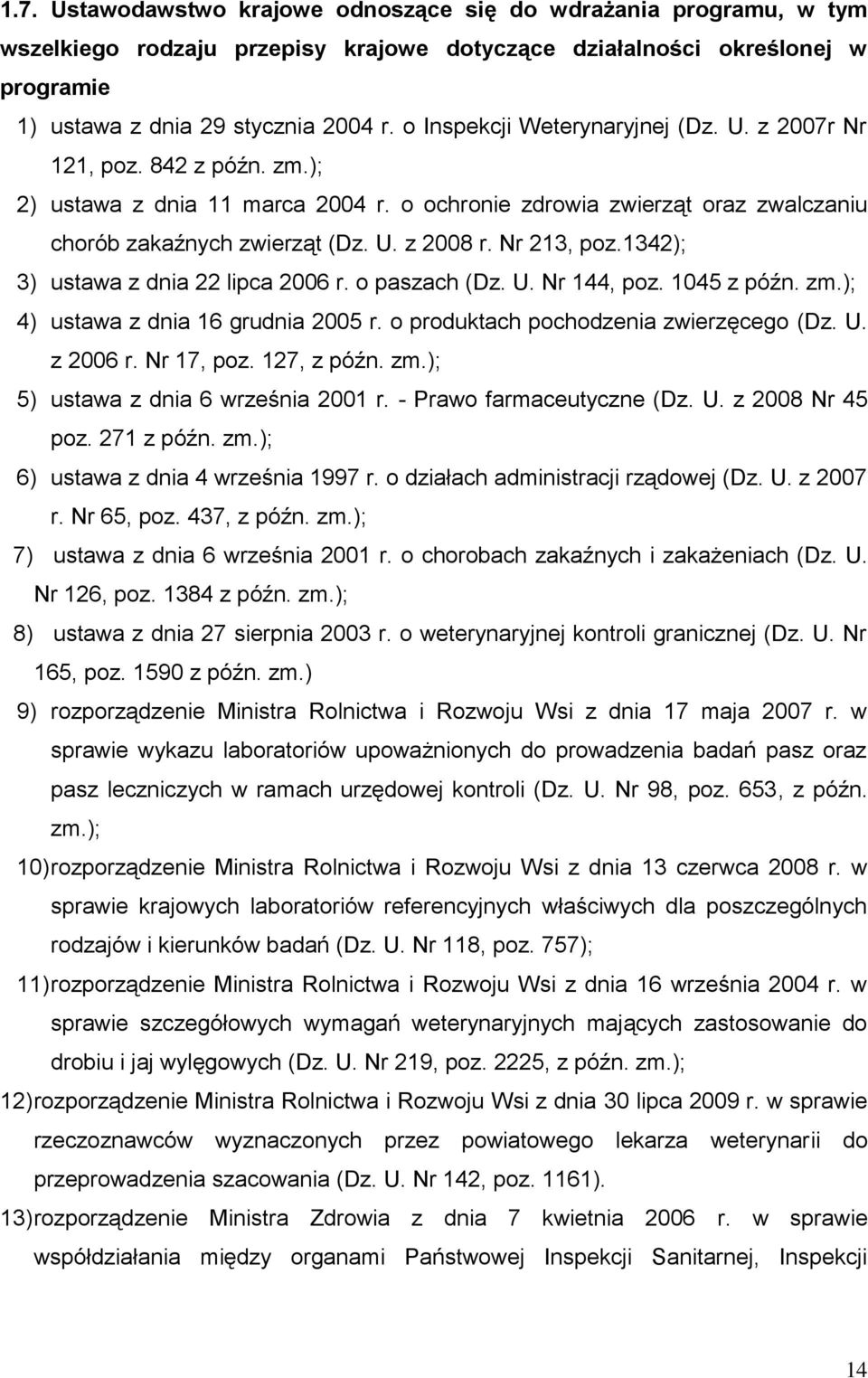 Nr 213, poz.1342); 3) ustawa z dnia 22 lipca 2006 r. o paszach (Dz. U. Nr 144, poz. 1045 z późn. zm.); 4) ustawa z dnia 16 grudnia 2005 r. o produktach pochodzenia zwierzęcego (Dz. U. z 2006 r.