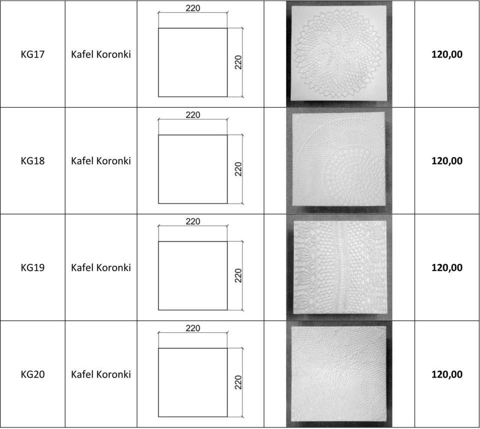 KG19 Kafel Koronki 120,00