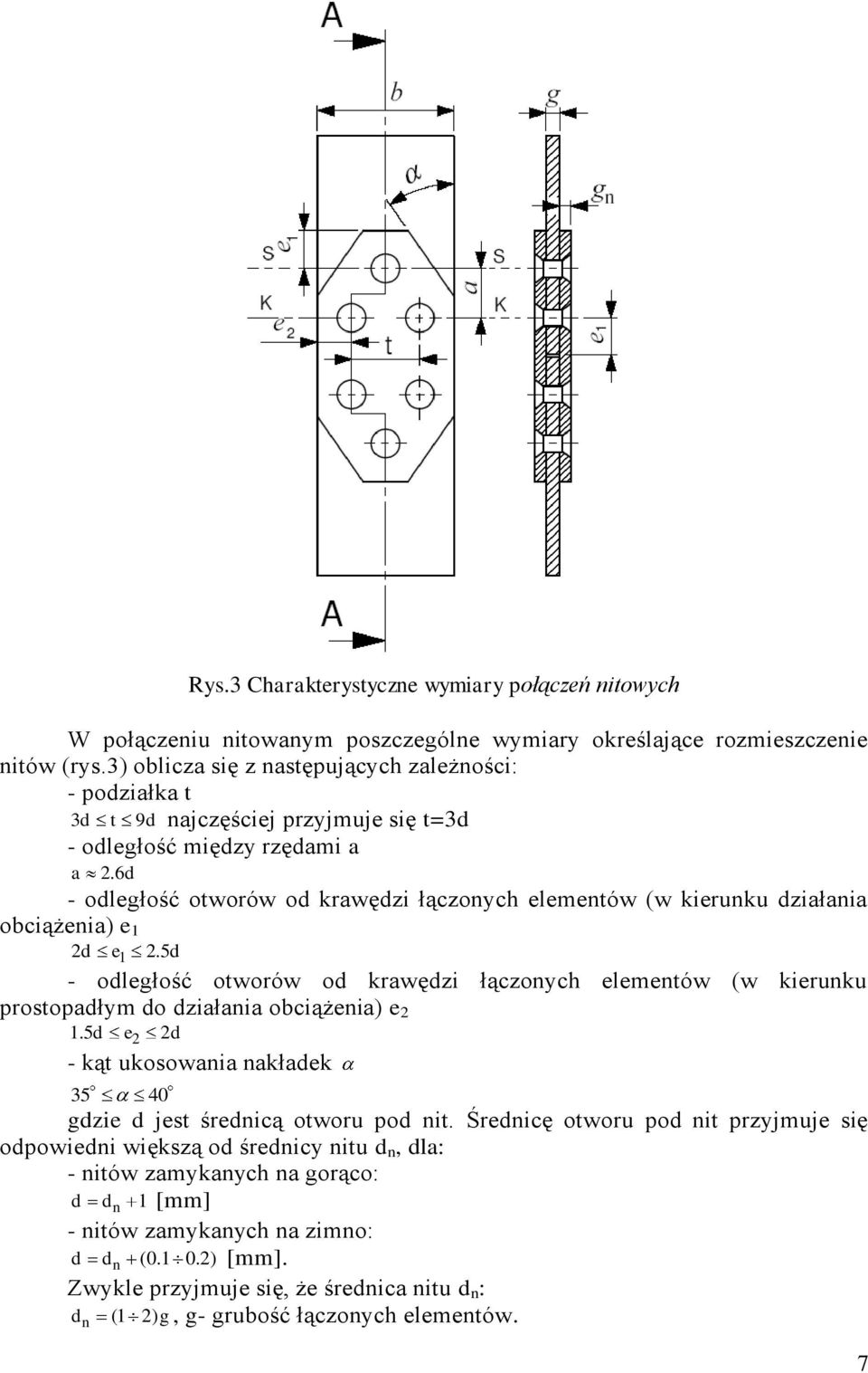 6d - odległość otworów od krawędzi łączonych elementów (w kierunku działania obciążenia) e 1 2d e1 2.