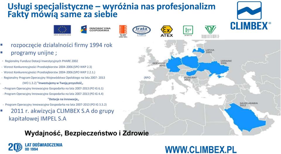 ) - Regionalny Program Operacyjny Województwa Opolskiego na lata 2007-2013 (RPO. (WO 1.3.2) "Inwestujemy w Twoją przyszłość - Program Operacyjny Innowacyjna Gospodarka na lata 2007-2013 (PO IG 6.