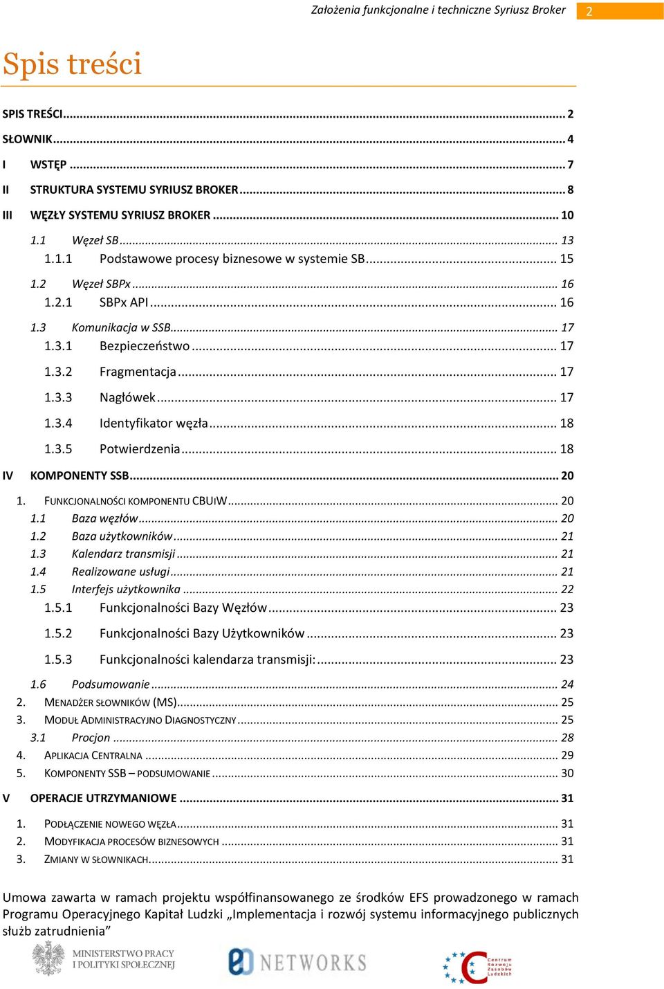 .. 18 IV KOMPONENTY SSB... 20 1. FUNKCJONALNOŚCI KOMPONENTU CBUIW... 20 1.1 Baza węzłów... 20 1.2 Baza użytkowników... 21 1.3 Kalendarz transmisji... 21 1.4 Realizowane usługi... 21 1.5 Interfejs użytkownika.