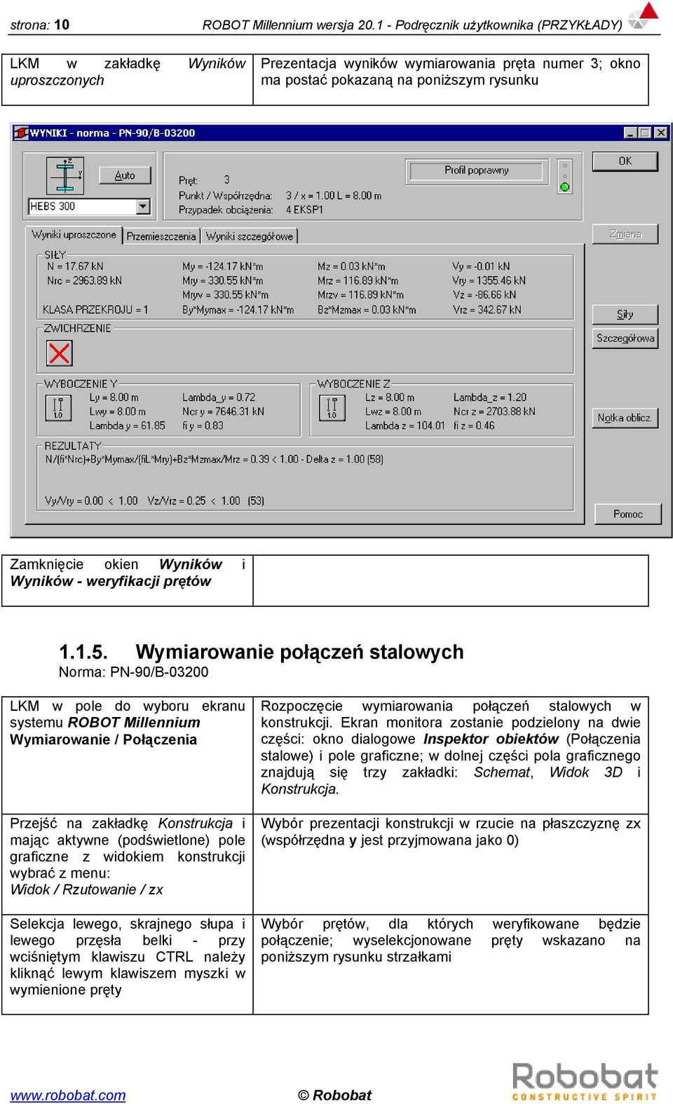 Wyników - weryfikacji prętów 1.1.5.