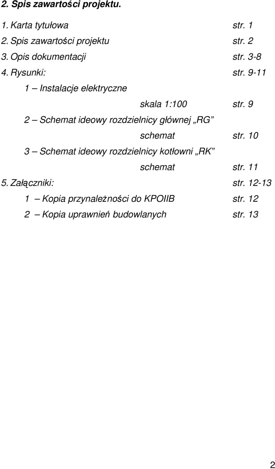 9 2 Schemat ideowy rozdzielnicy głównej RG schemat str.