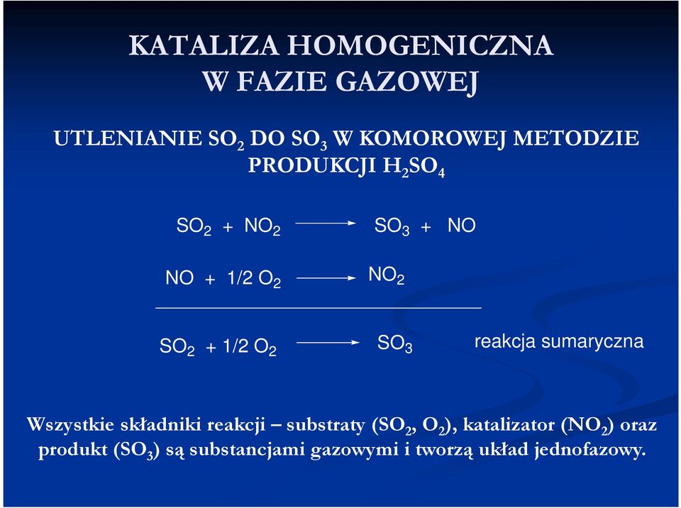 sumaryczna Wszystkie składniki reakcji substraty (S 2, 2 ), katalizator