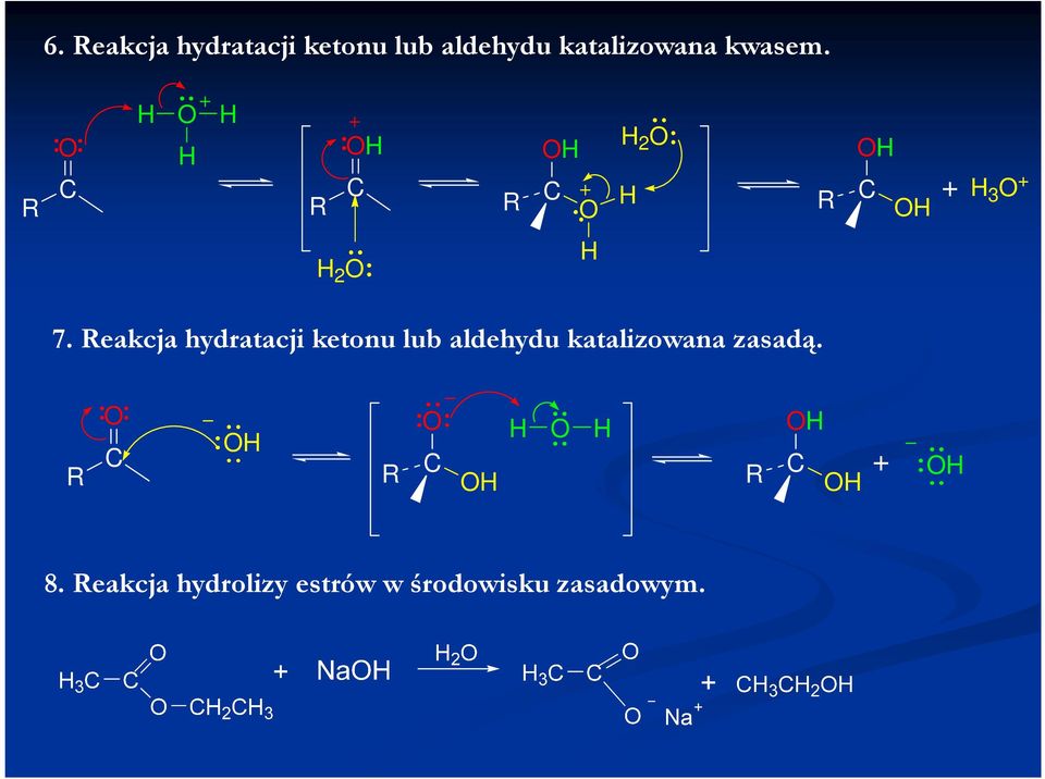 Reakcja hydratacji ketonu lub aldehydu katalizowana