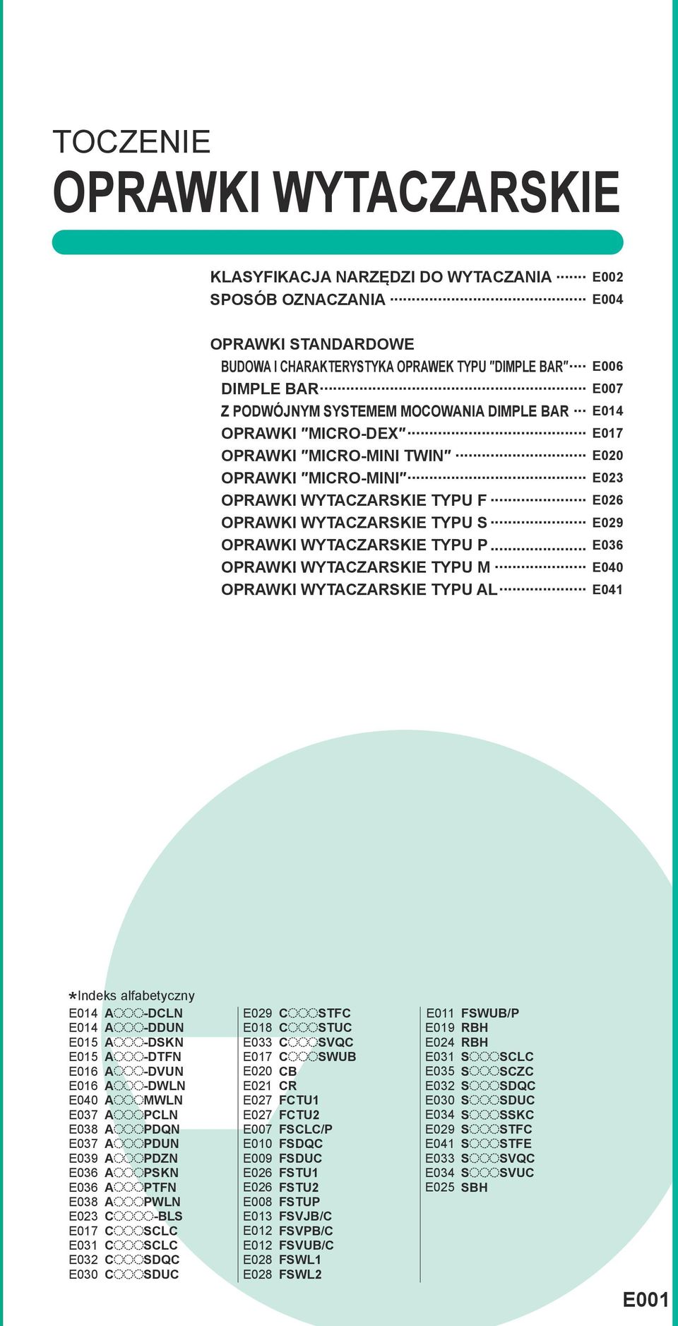 .. E026 OPRAWKI WYTACZARSKIE TYPU S... E029 OPRAWKI WYTACZARSKIE TYPU P... E036 OPRAWKI WYTACZARSKIE TYPU M... E040 OPRAWKI WYTACZARSKIE TYPU AL.