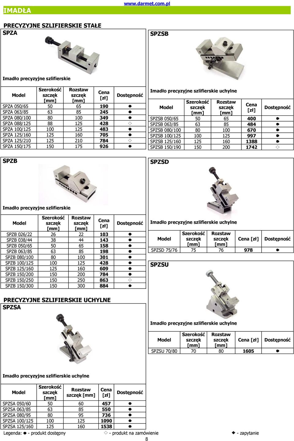 125 997 SPZSB 125/160 125 160 1388 SPZSB 150/190 150 200 1742 SPZB SPZSD Imadło precyzyjne szlifierskie SPZB 026/22 26 22 103 SPZB 038/44 38 44 143 SPZB 050/65 50 65 158 SPZB 063/85 63 85 198 SPZB