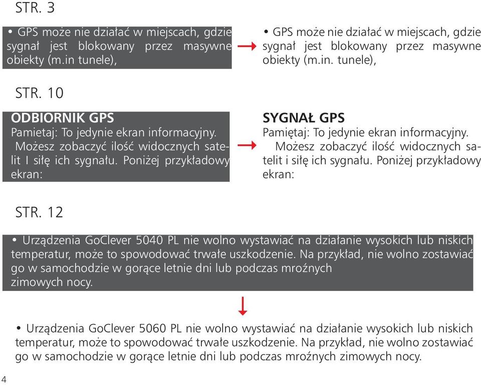 tunele), sygnał GPS Pamiętaj: To jedynie ekran informacyjny. Możesz zobaczyć ilość widocznych satelit i siłę ich sygnału.