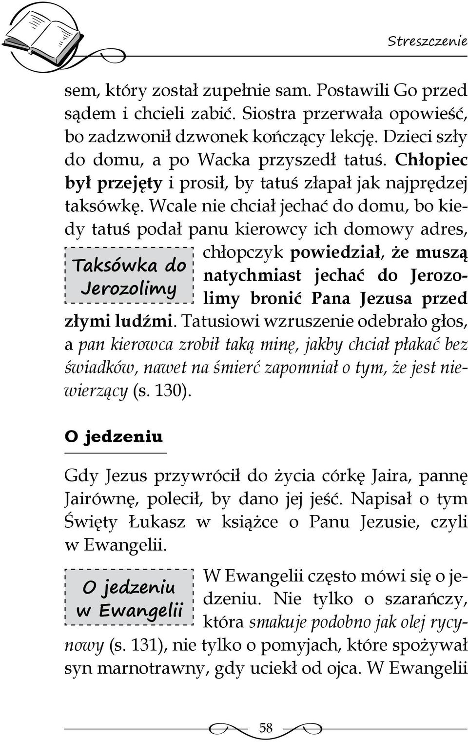 Wcale nie chciał jechać do domu, bo kiedy tatuś podał panu kierowcy ich domowy adres, Taksówka do Jerozolimy chłopczyk powiedział, że muszą natychmiast jechać do Jerozolimy bronić Pana Jezusa przed