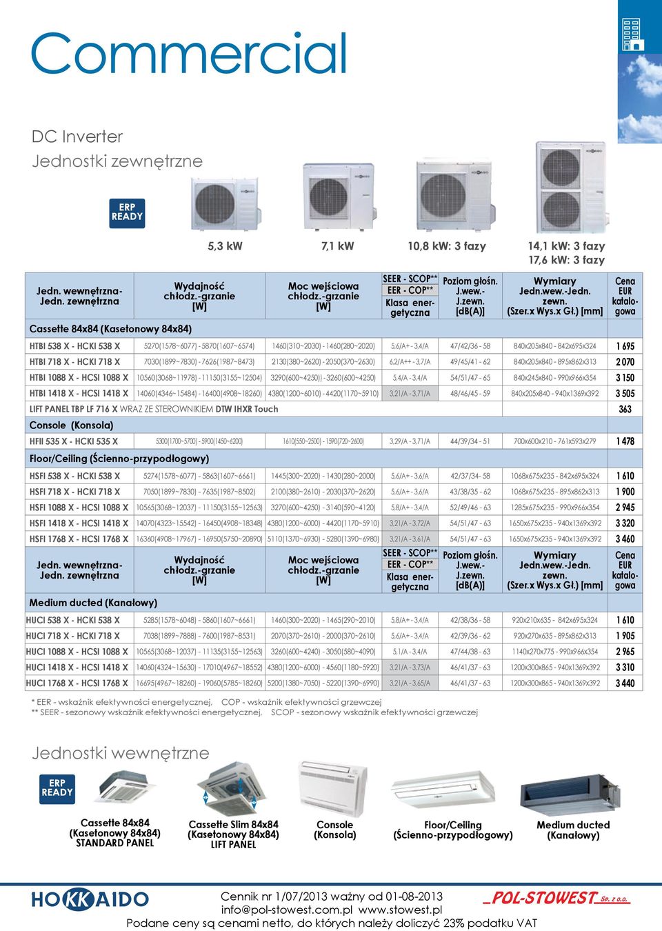 [mm] HTBI 538 X - HCKI 538 X 5270(1578~6077) - 5870(1607~6574) 1460(310~2030) - 1460(280~2020) 5,6/A+ - 3,4/A 47/42/36-58 840x205x840-842x695x324 1 695 HTBI 718 X - HCKI 718 X 7030(1899~7830) -