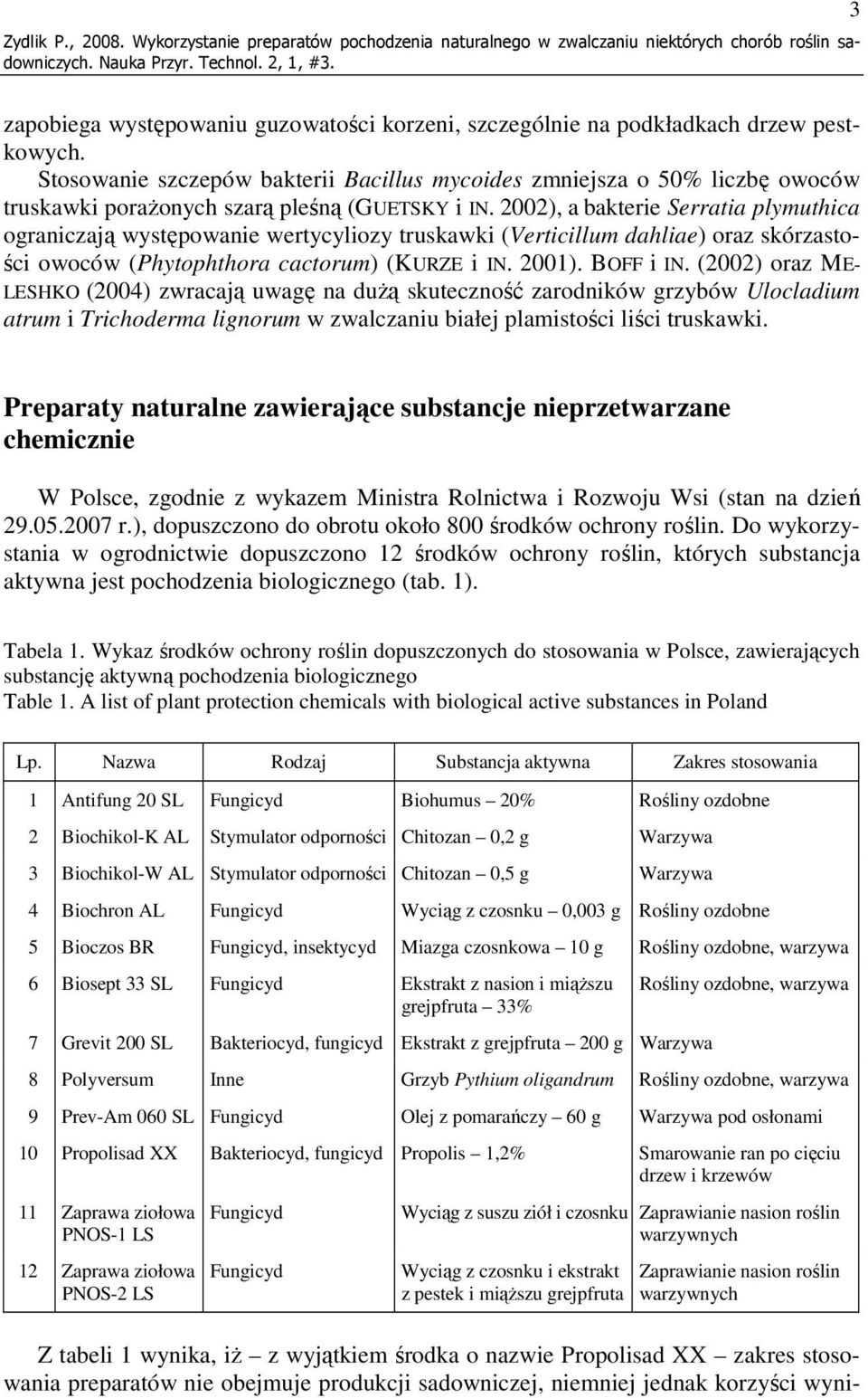 Stosowanie szczepów bakterii Bacillus mycoides zmniejsza o 50% liczbę owoców truskawki poraŝonych szarą pleśną (GUETSKY i IN.