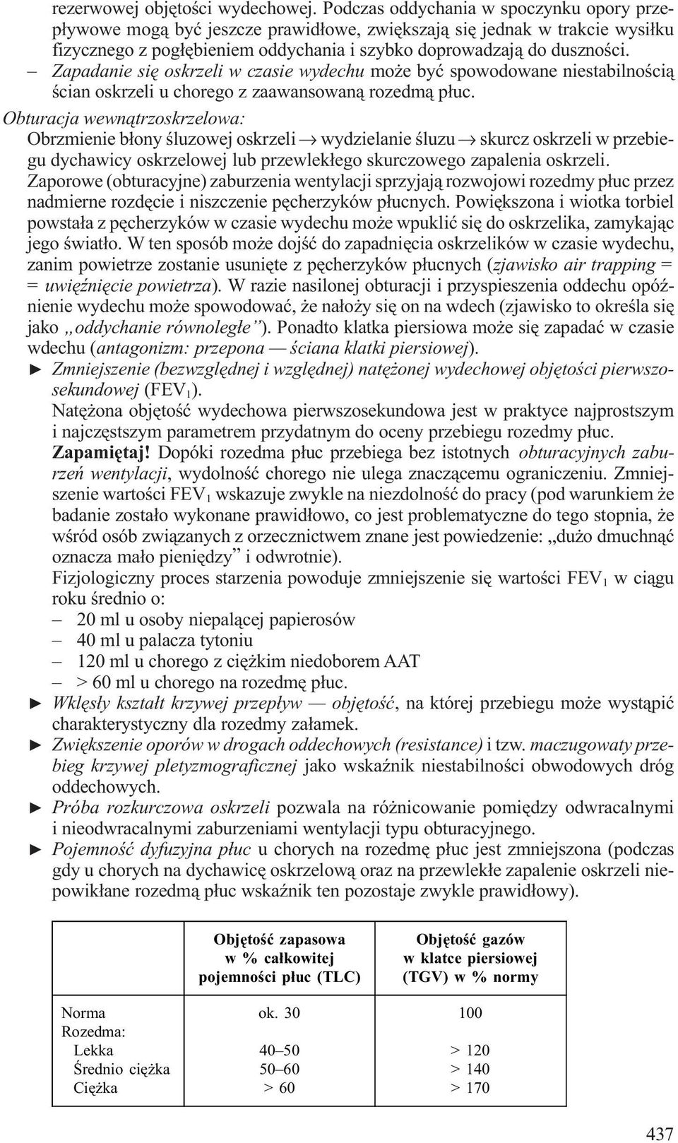 Zapadanie siê oskrzeli w czasie wydechu mo e byæ spowodowane niestabilnoœci¹ œcian oskrzeli u chorego z zaawansowan¹ rozedm¹ p³uc.