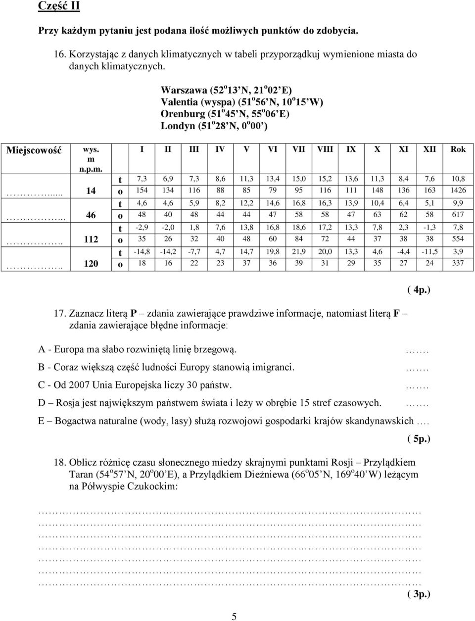 . 120 I II III IV V VI VII VIII IX X XI XII Rok t 7,3 6,9 7,3 8,6 11,3 13,4 15,0 15,2 13,6 11,3 8,4 7,6 10,8 o 154 134 116 88 85 79 95 116 111 148 136 163 1426 t 4,6 4,6 5,9 8,2 12,2 14,6 16,8 16,3