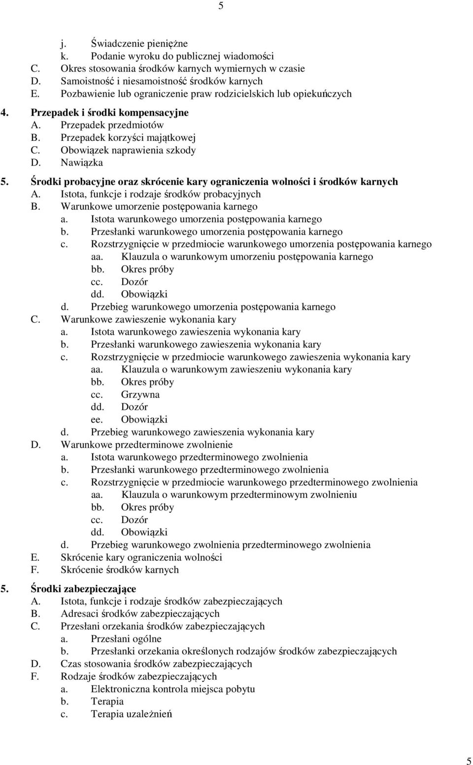 Nawiązka 5. Środki probacyjne oraz skrócenie kary ograniczenia wolności i środków karnych A. Istota, funkcje i rodzaje środków probacyjnych B. Warunkowe umorzenie postępowania karnego a.