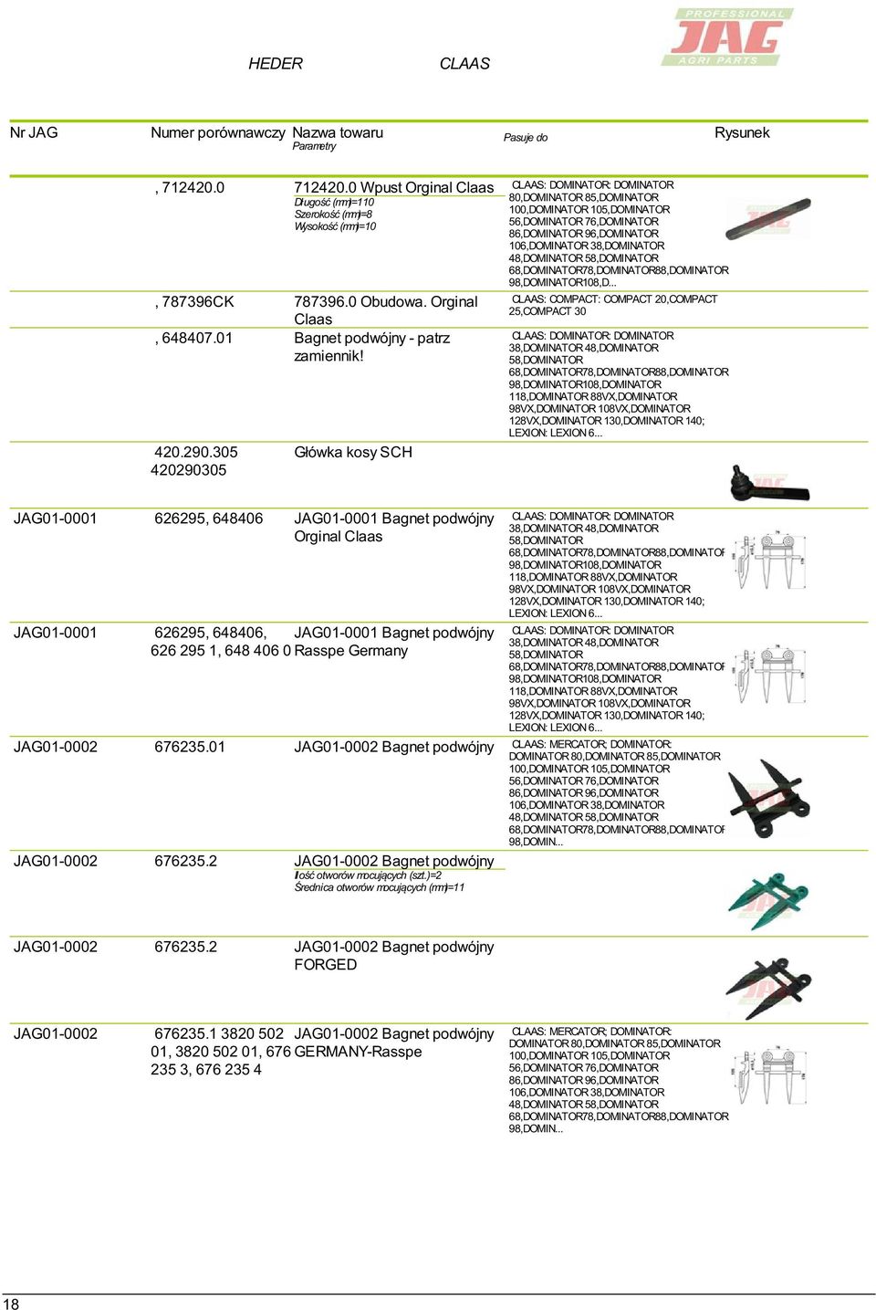 .. JAG01-0001 626295, 648406 JAG01-0001 Bagnet podwójny Orginal JAG01-0001 626295, 648406, JAG01-0001 Bagnet podwójny 626 295 1, 648 406 0 Rasspe Germany 58,DOMINATOR LEXION: LEXION 6.