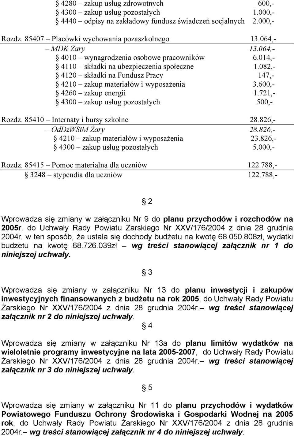 600,- 4260 zakup energii 1.721,- 4300 zakup usług pozostałych 500,- Rozdz. 85410 Internaty i bursy szkolne 28.826,- OdDzWSiM Żary 28.826,- 4210 zakup materiałów i wyposażenia 23.