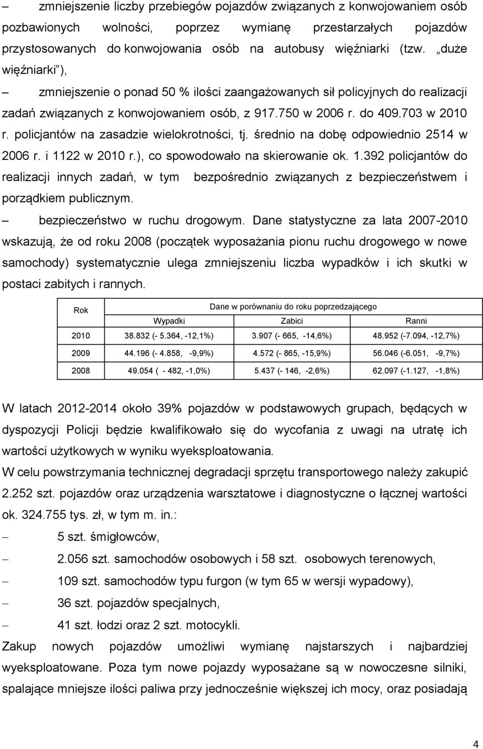 policjantów na zasadzie wielokrotności, tj. średnio na dobę odpowiednio 2514 w 2006 r. i 11