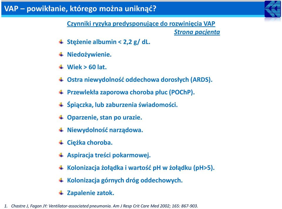 Oparzenie, stan po urazie. Niewydolność narządowa. Ciężka choroba. Aspiracja treści pokarmowej.