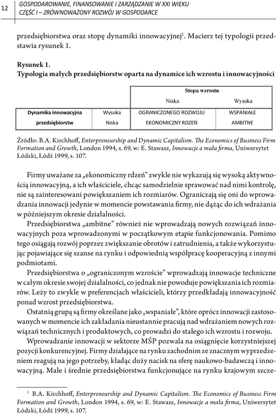 Typologia małych przedsiębiorstw oparta na dynamice ich wzrostu i innowacyjności Stopa wzrostu Niska Wysoka Dynamika innowacyjna przedsi biorstw Wysoka OGRANICZONEGO ROZWOJU WSPANIA E Niska