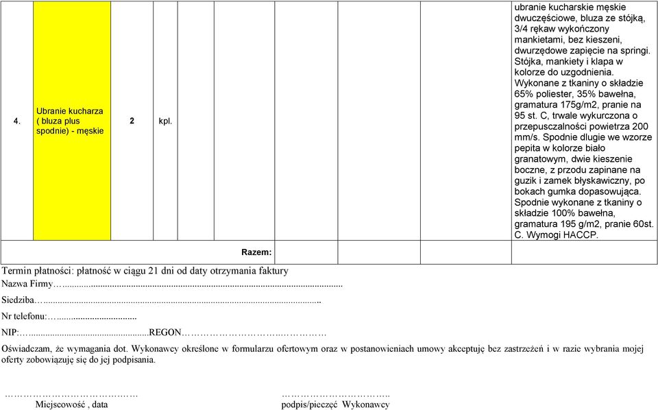 C, trwale wykurczona o przepusczalności powietrza 200 mm/s.