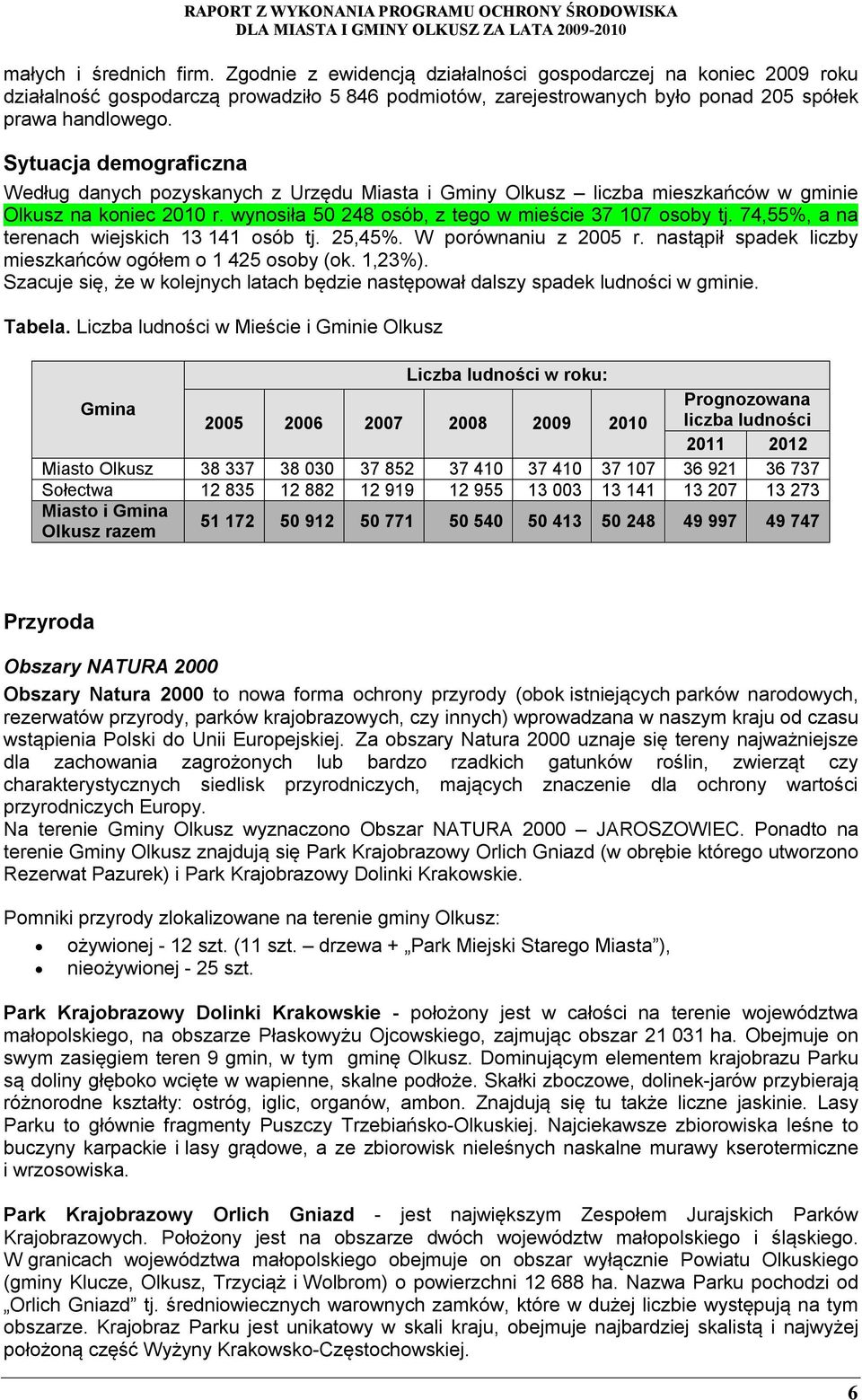 74,55%, a na terenach wiejskich 13 141 osób tj. 25,45%. W porównaniu z 2005 r. nastąpił spadek liczby mieszkańców ogółem o 1 425 osoby (ok. 1,23%).