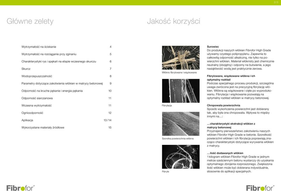 Wykorzystane materiały źródłowe 15 Włókno fibrylowane i wiązkowane Fibrylacja Szorstka powierzchnia włókna Fibryle Surowiec Do produkcji naszych włókien Fibrofor High Grade używamy czystego