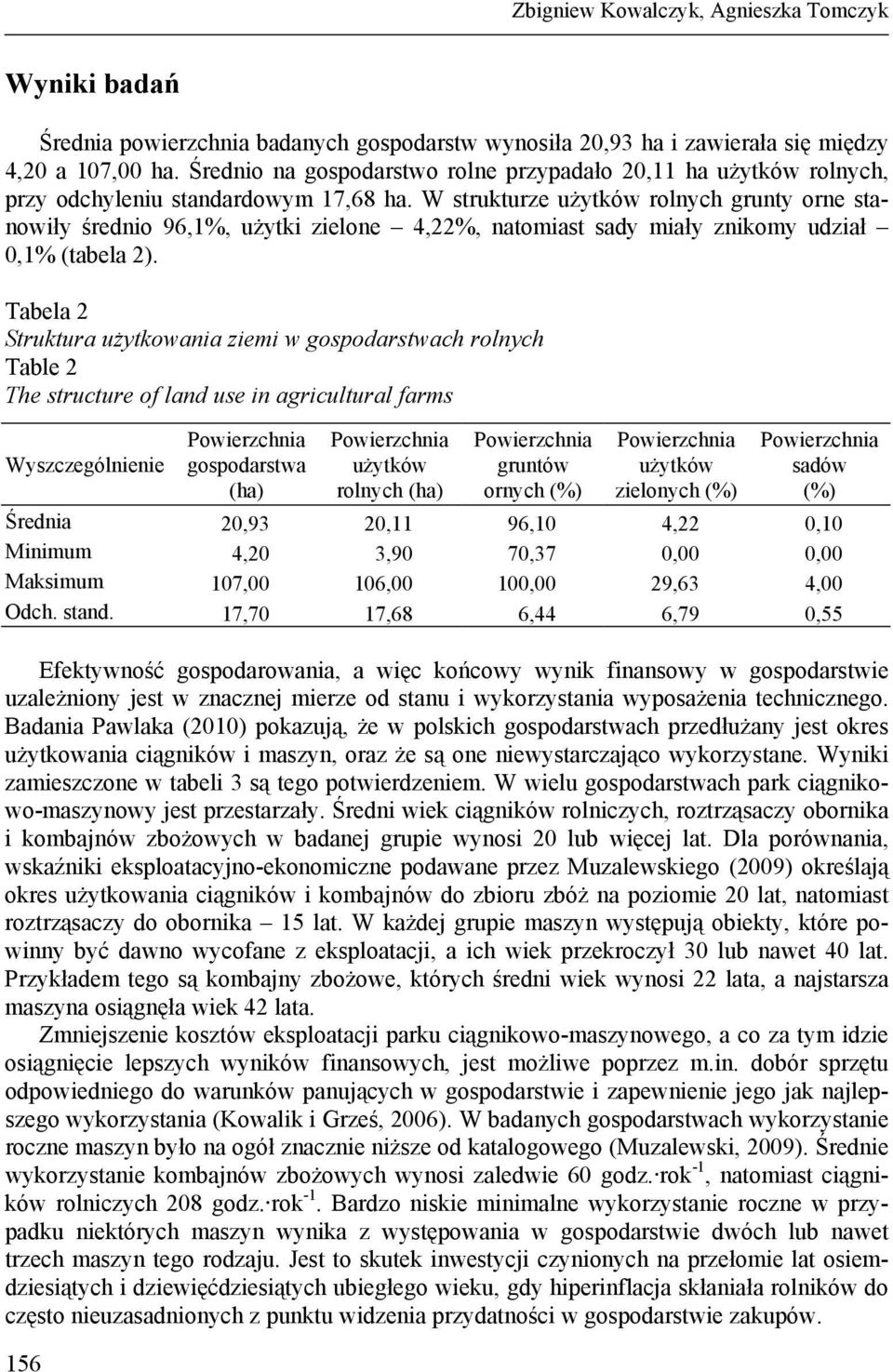 W strukturze użytków rolnych grunty orne stanowiły średnio 96,1%, użytki zielone 4,22%, natomiast sady miały znikomy udział 0,1% (tabela 2).