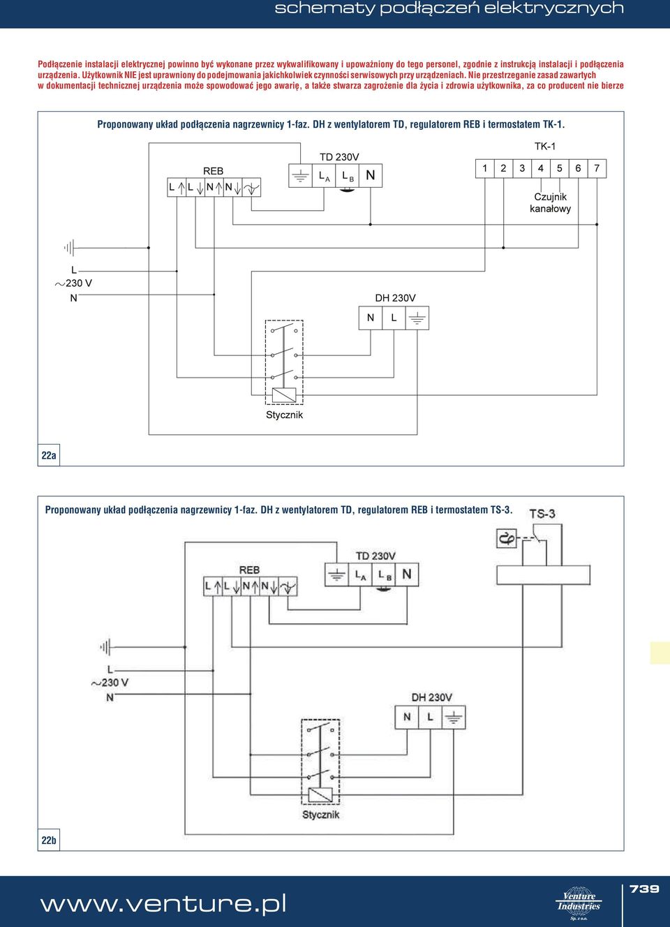 A B 22a  DH z wentylatorem TD, regulatorem REB i termostatem