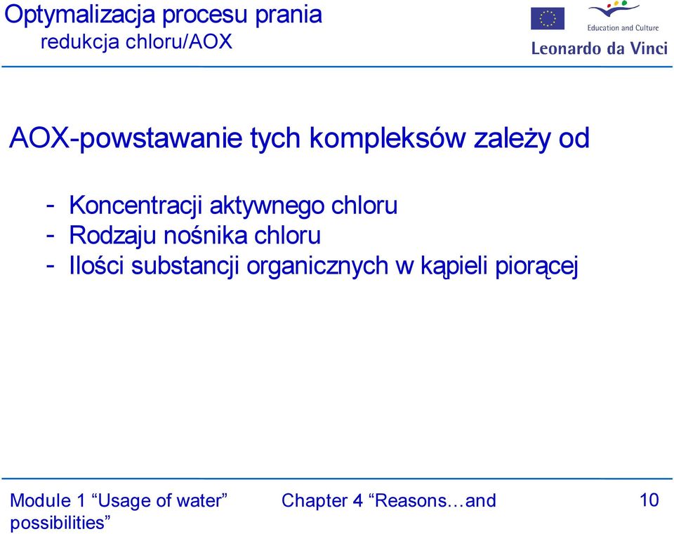 Koncentracji aktywnego chloru - Rodzaju nośnika