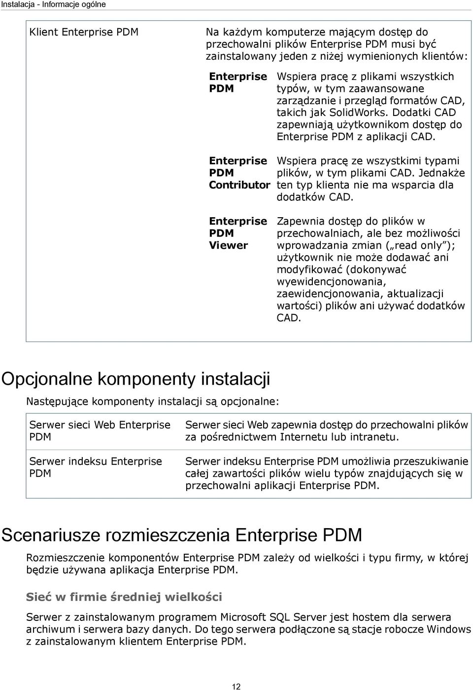 Dodatki CAD zapewniają użytkownikom dostęp do Enterprise PDM z aplikacji CAD. Enterprise PDM Contributor Wspiera pracę ze wszystkimi typami plików, w tym plikami CAD.