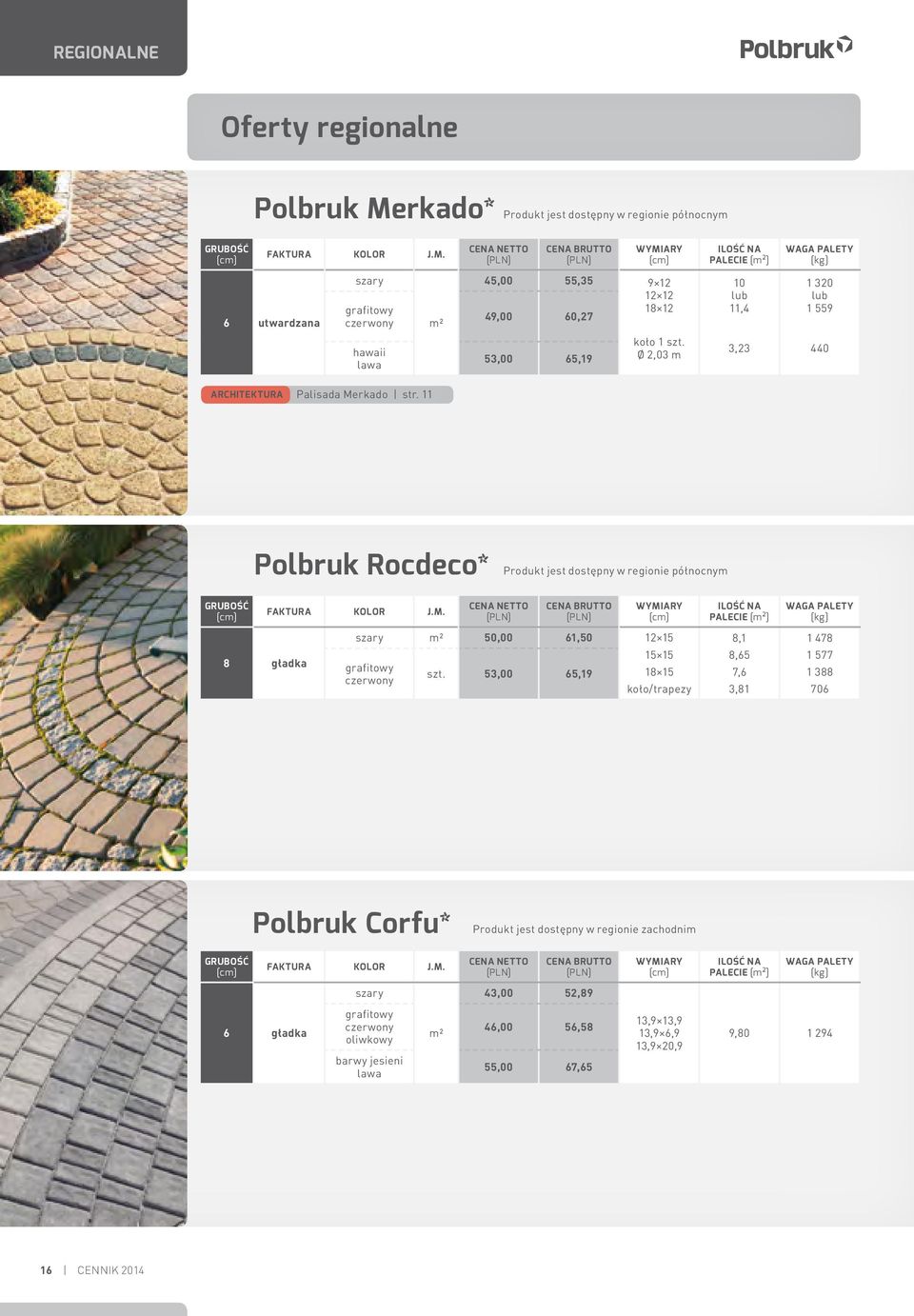 11 Polbruk Rocdeco* Produkt jest dostępny w regionie północnym 8 50,00 61,50 12 15 53,00 65,19 15 15 18 15 koło/trapezy 8,1 8,65 7,6 3,81 1 478