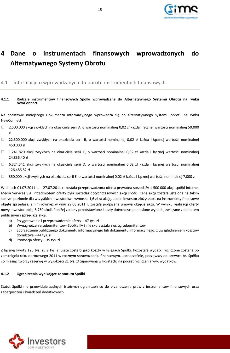 000 akcji zwykłych na okaziciela serii A, o wartości nominalnej 0,02 zł każda i łącznej wartości nominalnej 50.000 zł 22.500.