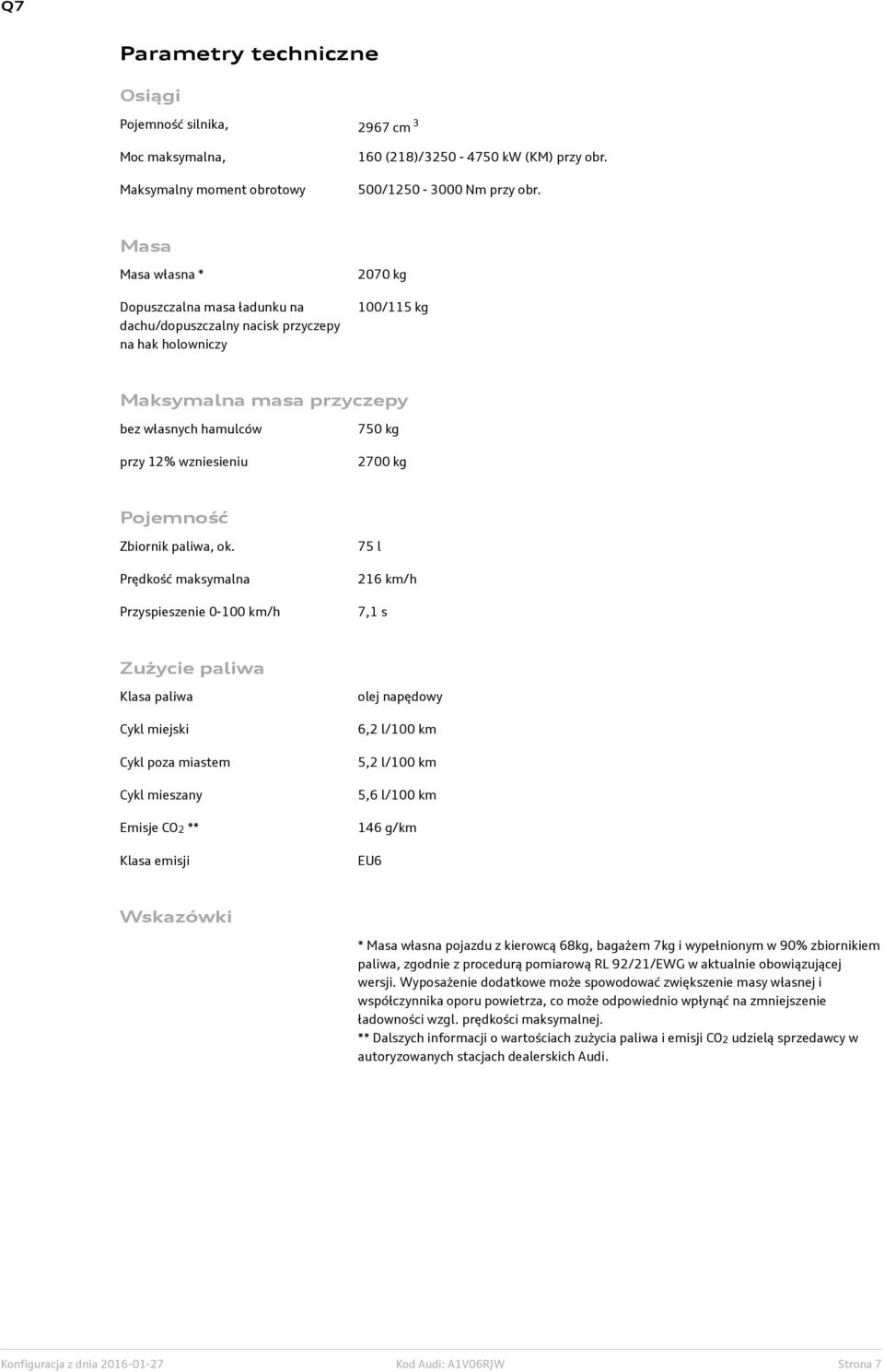 2700 kg Pojemność Zbiornik paliwa, ok.