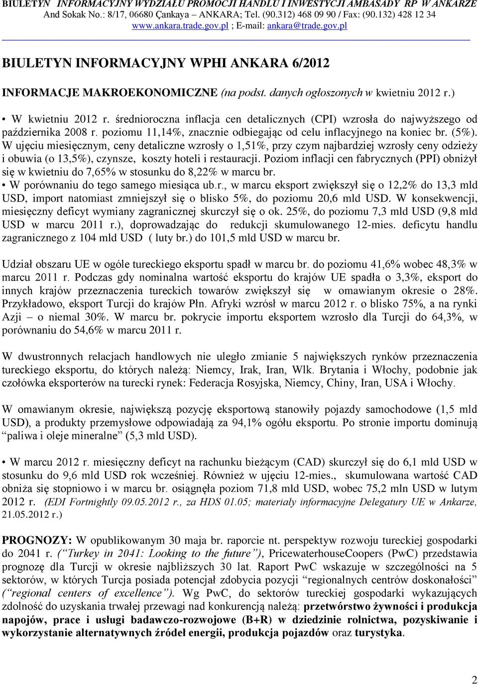 W ujęciu miesięcznym, ceny detaliczne wzrosły o 1,51%, przy czym najbardziej wzrosły ceny odzieży i obuwia (o 13,5%), czynsze, koszty hoteli i restauracji.