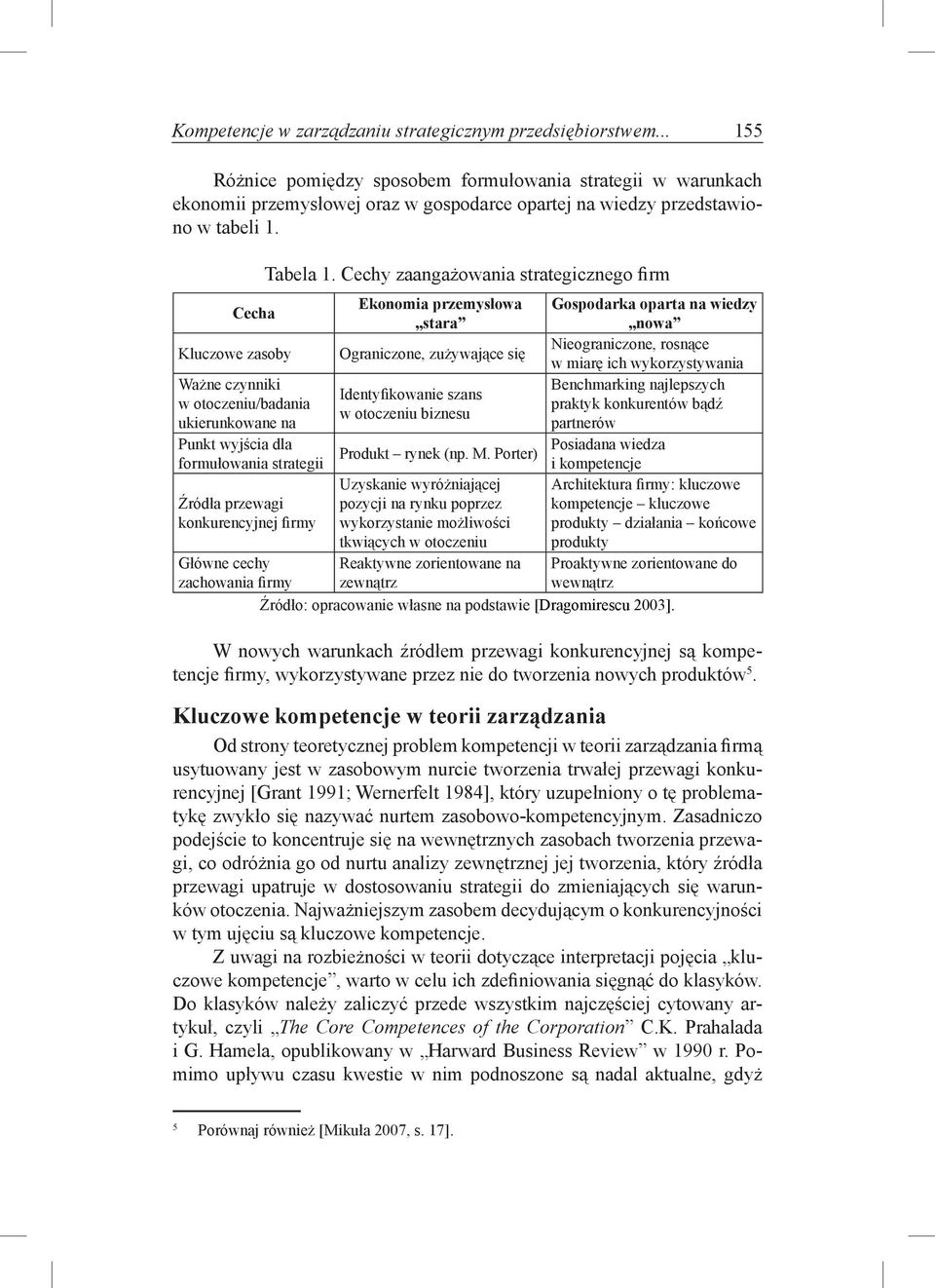 Cechy zaangażowania strategicznego firm Cecha Ekonomia przemysłowa Gospodarka oparta na wiedzy stara nowa Kluczowe zasoby Ograniczone, zużywające się Nieograniczone, rosnące w miarę ich