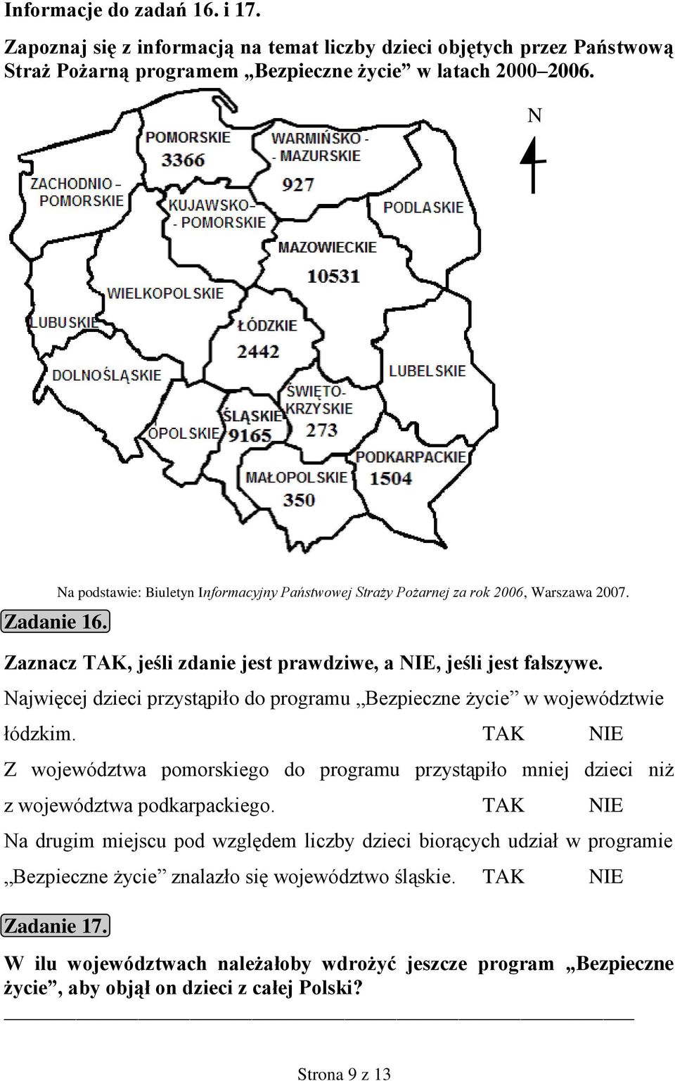 Najwięcej dzieci przystąpiło do programu Bezpieczne życie w województwie łódzkim. TAK NIE Z województwa pomorskiego do programu przystąpiło mniej dzieci niż z województwa podkarpackiego.