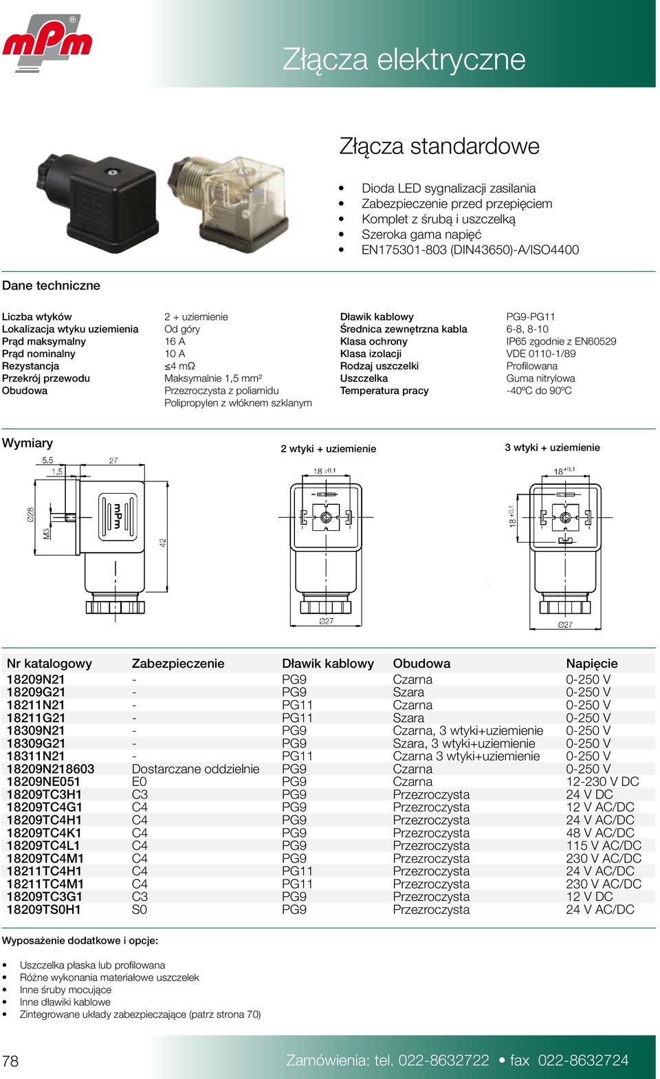 0110-1/89 Rezystancja 4 mω Rodzaj uszczelki Profilowana Przekrój przewodu Maksymalnie 1,5 mm² Uszczelka Guma nitrylowa Obudowa Przezroczysta z poliamidu Temperatura pracy -40ºC do 90ºC Polipropylen z