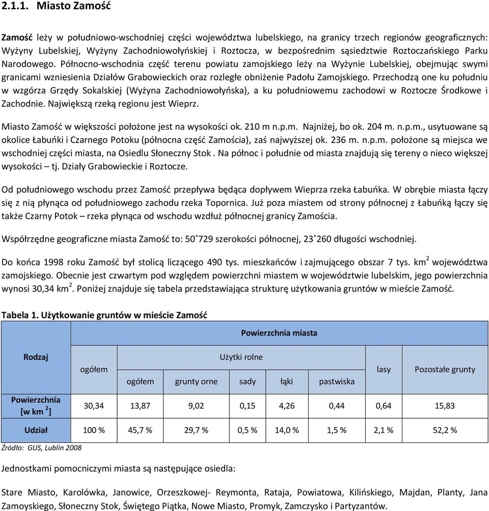 Północno-wschodnia część terenu powiatu zamojskiego leży na Wyżynie Lubelskiej, obejmując swymi granicami wzniesienia Działów Grabowieckich oraz rozległe obniżenie Padołu Zamojskiego.