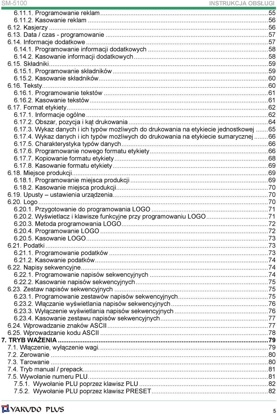 .. 61 6.16.2. Kasowanie tekstów... 61 6.17. Format etykiety... 62 6.17.1. Informacje ogólne... 62 6.17.2. Obszar, pozycja i kąt drukowania... 64 6.17.3.